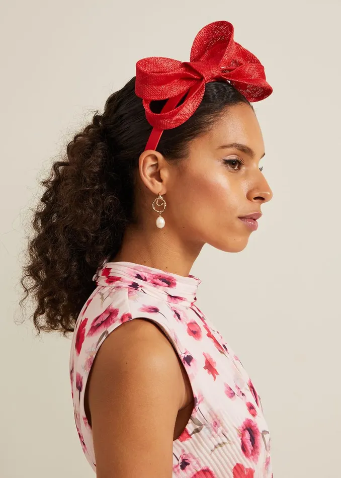 Women Phase Eight Fascinators and Hats Bow Twist Headband Vermillion