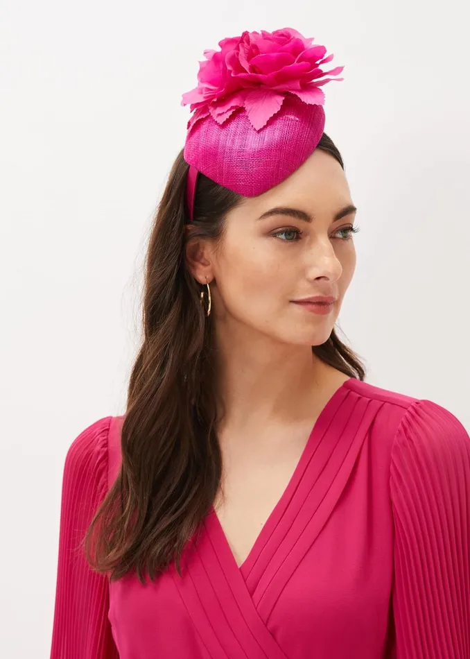 Women Phase Eight Fascinators and Hats Flower Detail Pillbox Fascinator Magenta