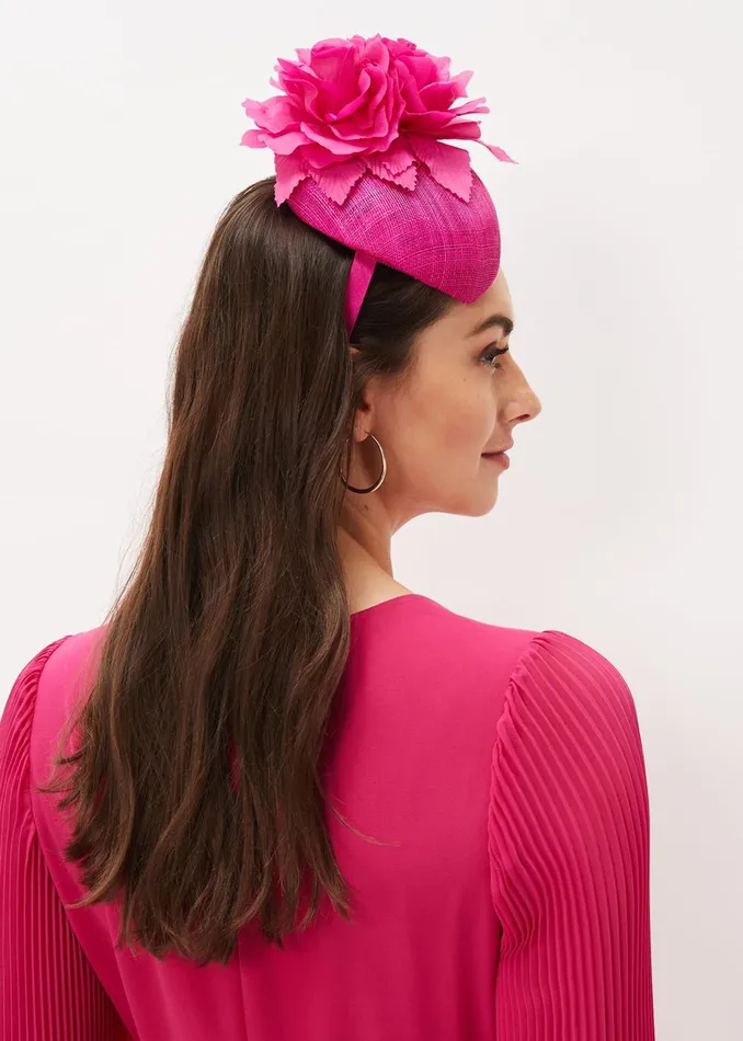 Women Phase Eight Fascinators and Hats Flower Detail Pillbox Fascinator Magenta