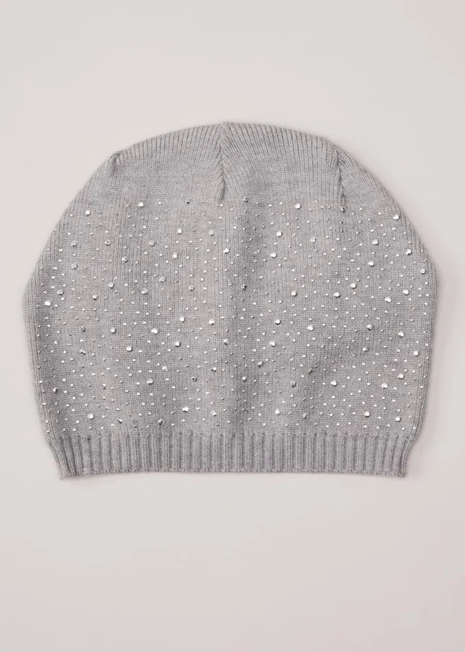 Women Phase Eight Fascinators and Hats Grey Sparkly Beanie Pale Grey
