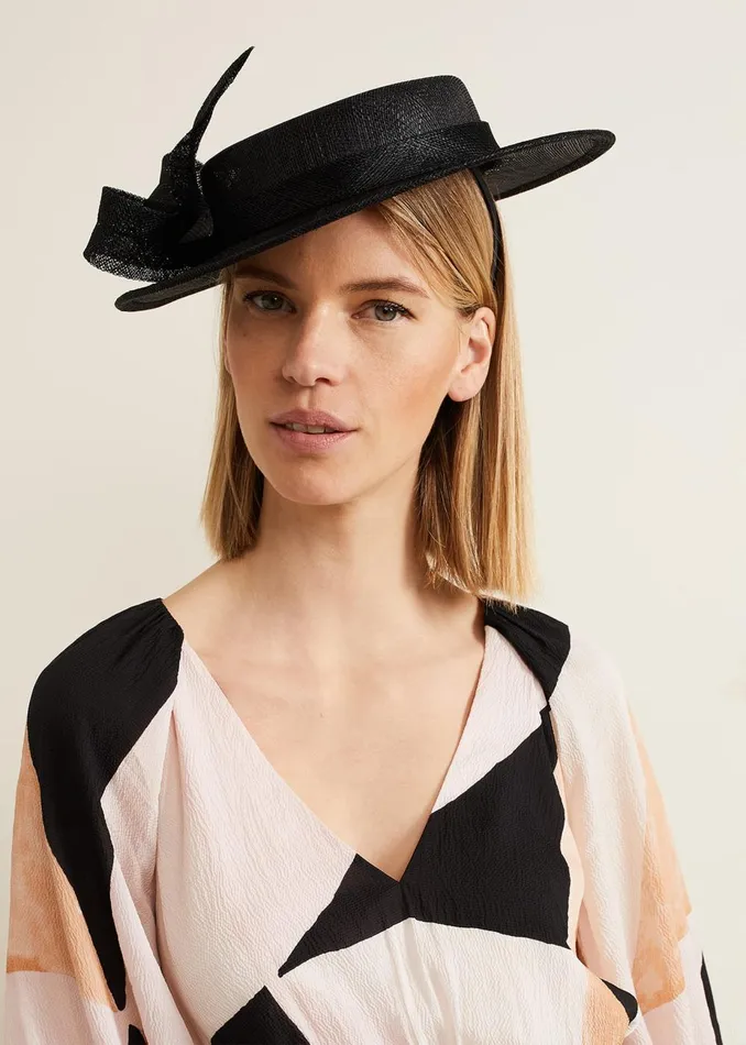 Women Phase Eight Fascinators and Hats Mini Bow Boater Fascinator Black
