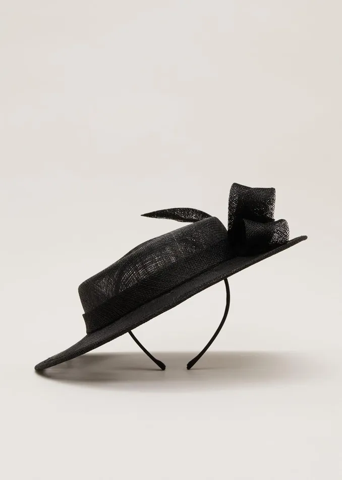 Women Phase Eight Fascinators and Hats Mini Bow Boater Fascinator Black