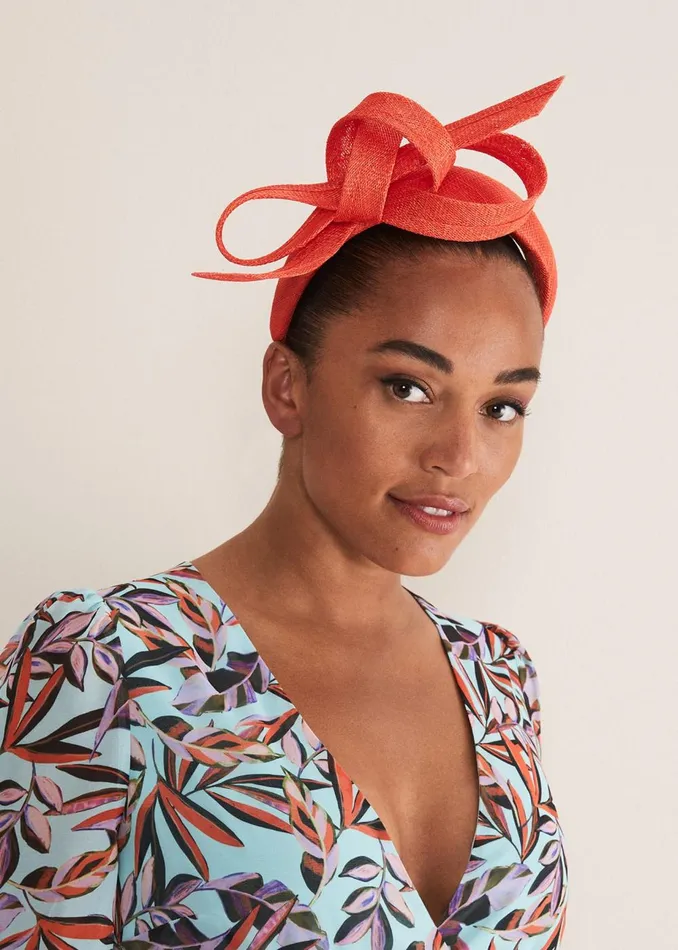 Women Phase Eight Fascinators and Hats Orange Bow Headband Vermillion