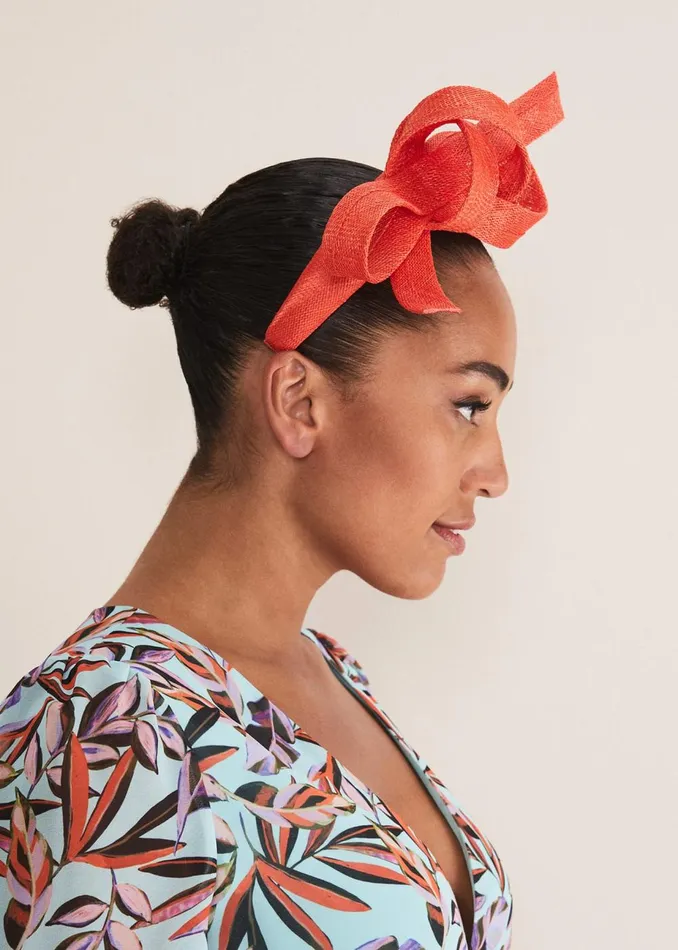 Women Phase Eight Fascinators and Hats Orange Bow Headband Vermillion