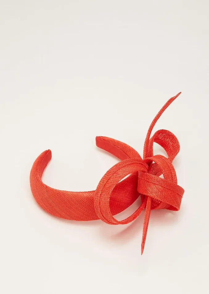 Women Phase Eight Fascinators and Hats Orange Bow Headband Vermillion