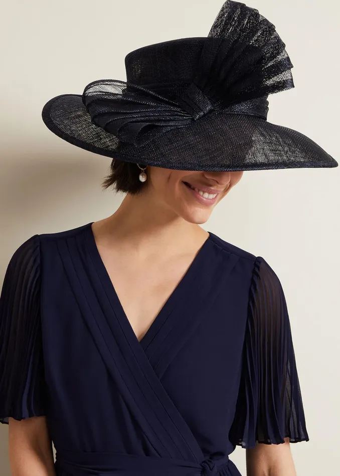 Women Phase Eight Fascinators and Hats Pleat Bow Hat Navy