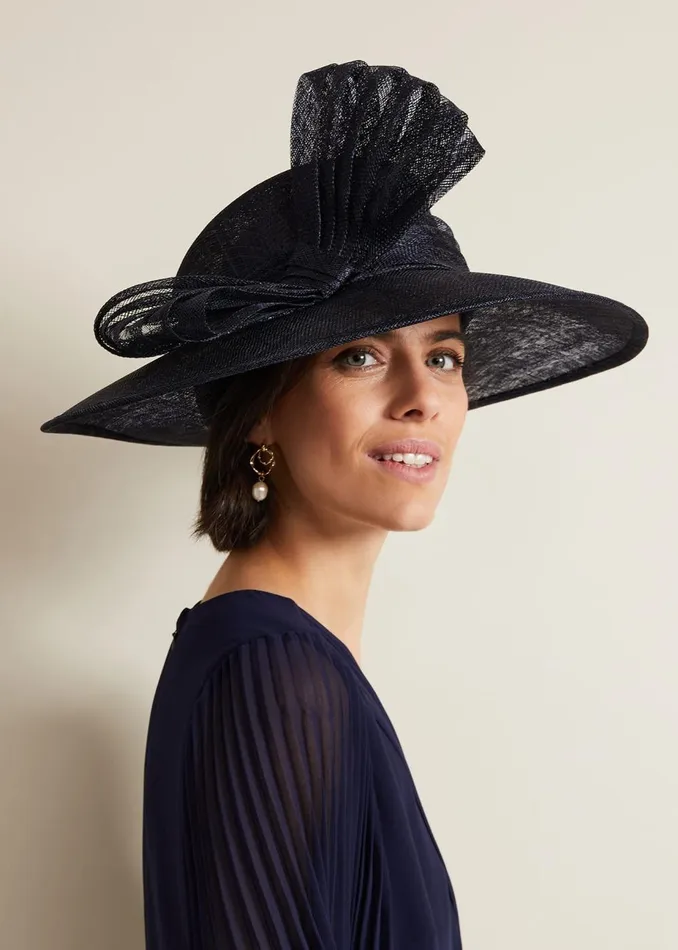 Women Phase Eight Fascinators and Hats Pleat Bow Hat Navy