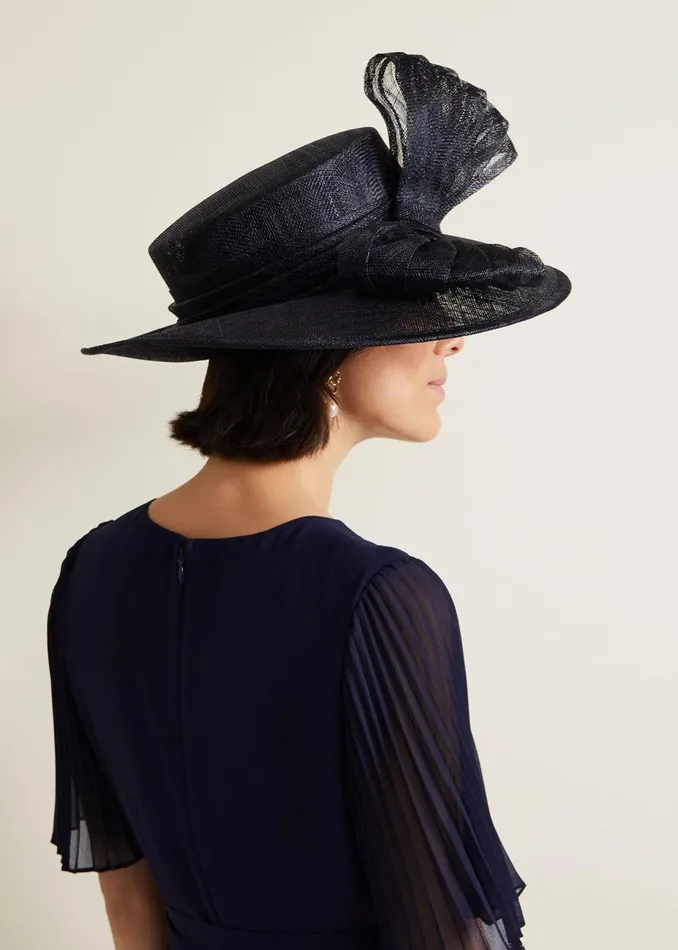 Women Phase Eight Fascinators and Hats Pleat Bow Hat Navy