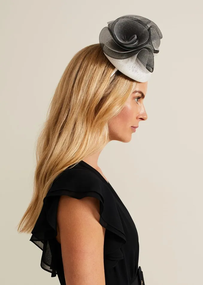 Women Phase Eight Fascinators and Hats Ruffle Pillbox Fascinator Blackivory