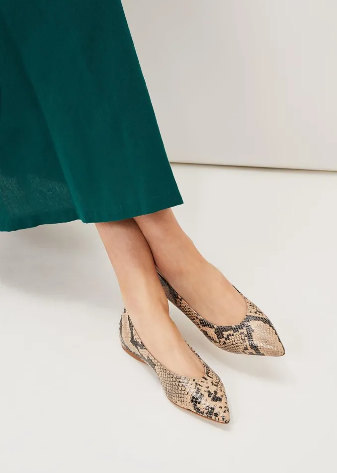 Women Phase Eight Flats Animal Print Pump Snake