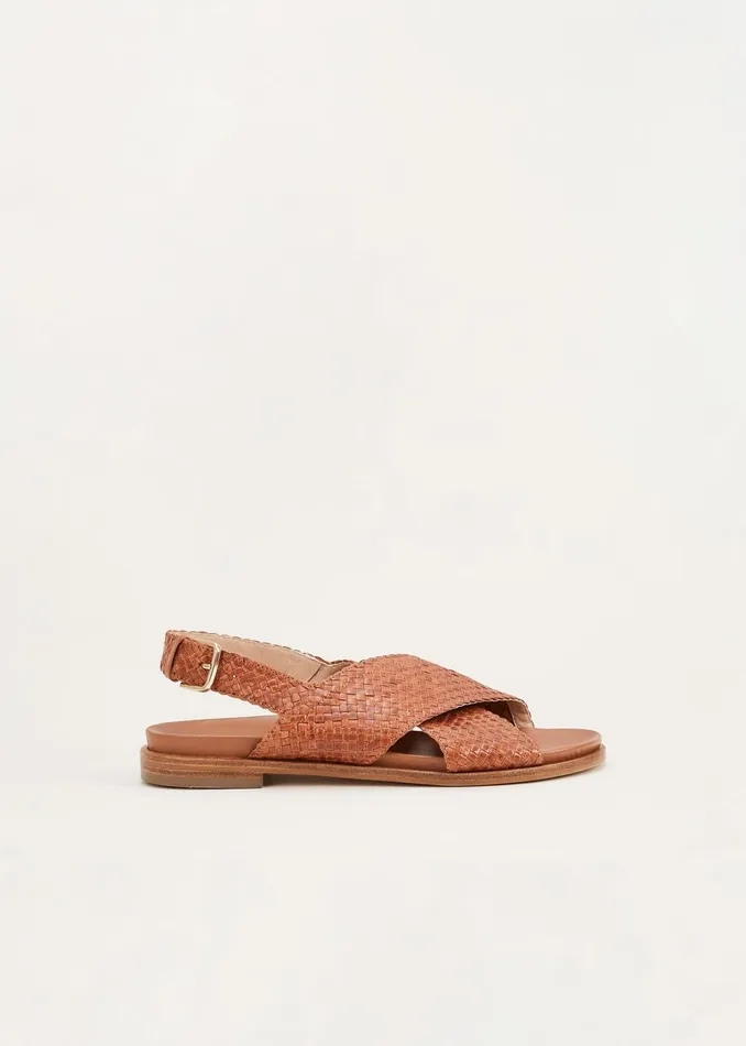 Women Phase Eight Flats Elle Leather Crossover Sandals Tan