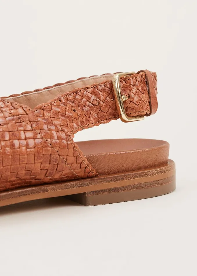 Women Phase Eight Flats Elle Leather Crossover Sandals Tan