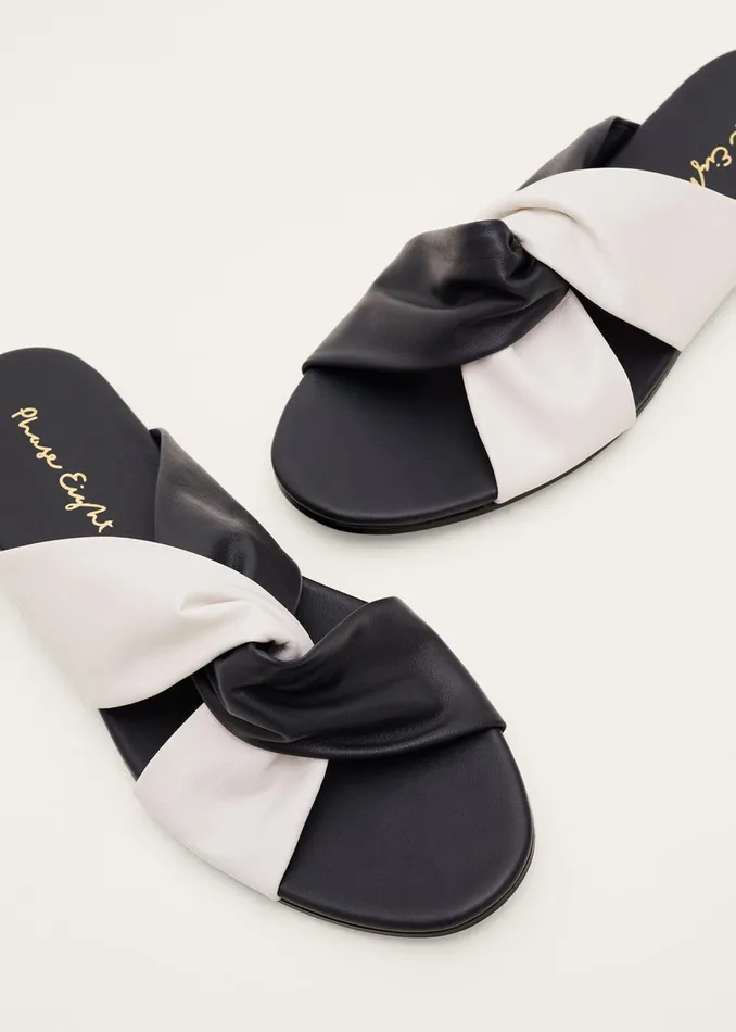 Women Phase Eight Flats Knotted Flat Sandal Navyivory
