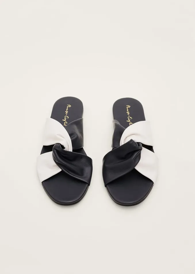 Women Phase Eight Flats Knotted Flat Sandal Navyivory