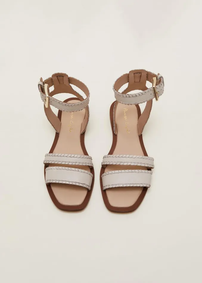 Women Phase Eight Flats Leather Flat Sandals Cream