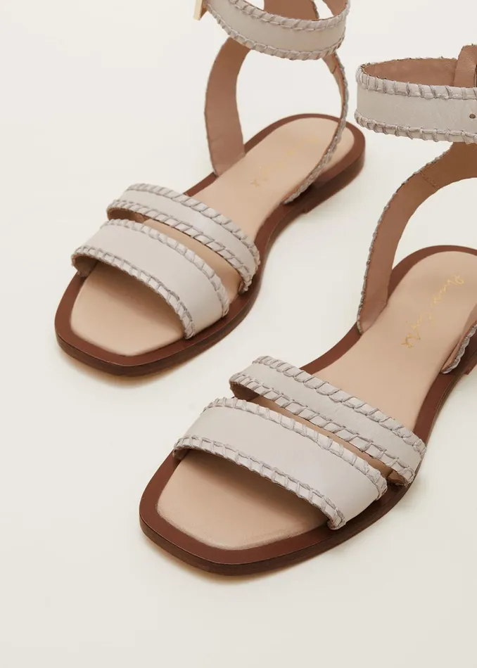 Women Phase Eight Flats Leather Flat Sandals Cream