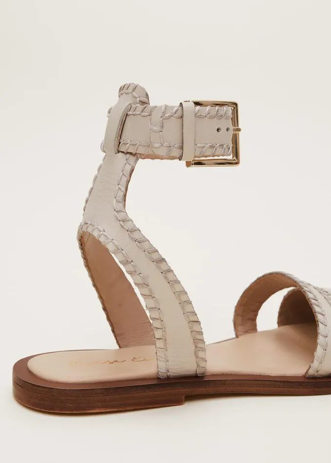 Women Phase Eight Flats Leather Flat Sandals Cream