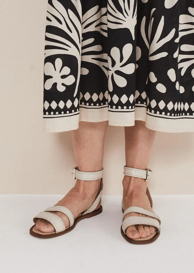 Women Phase Eight Flats Leather Flat Sandals Cream