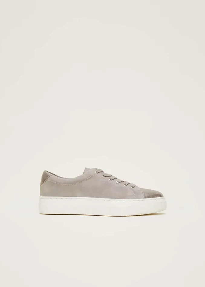 Women Phase Eight Flats Metallic Trainer Grey