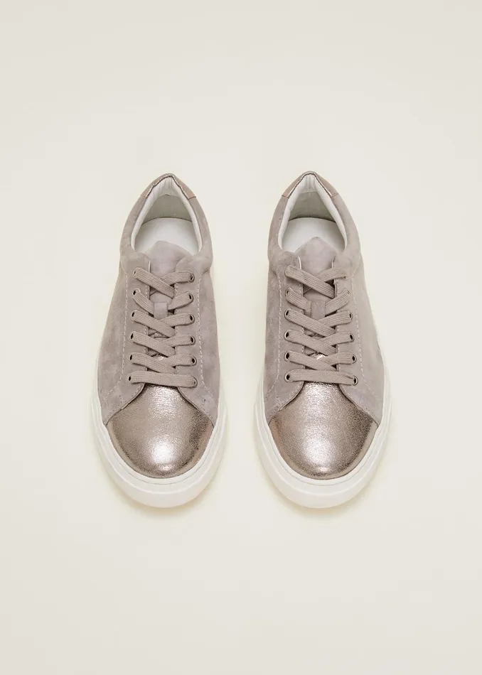 Women Phase Eight Flats Metallic Trainer Grey