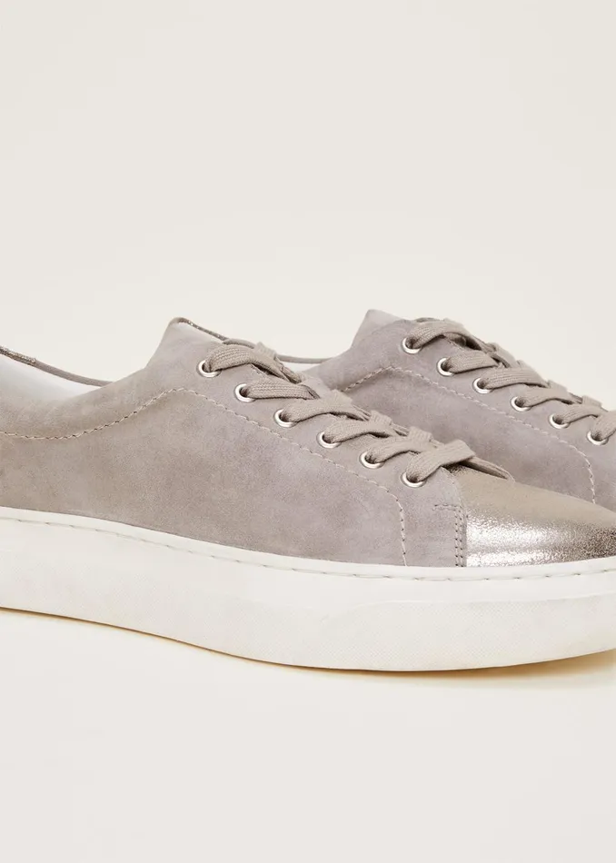 Women Phase Eight Flats Metallic Trainer Grey