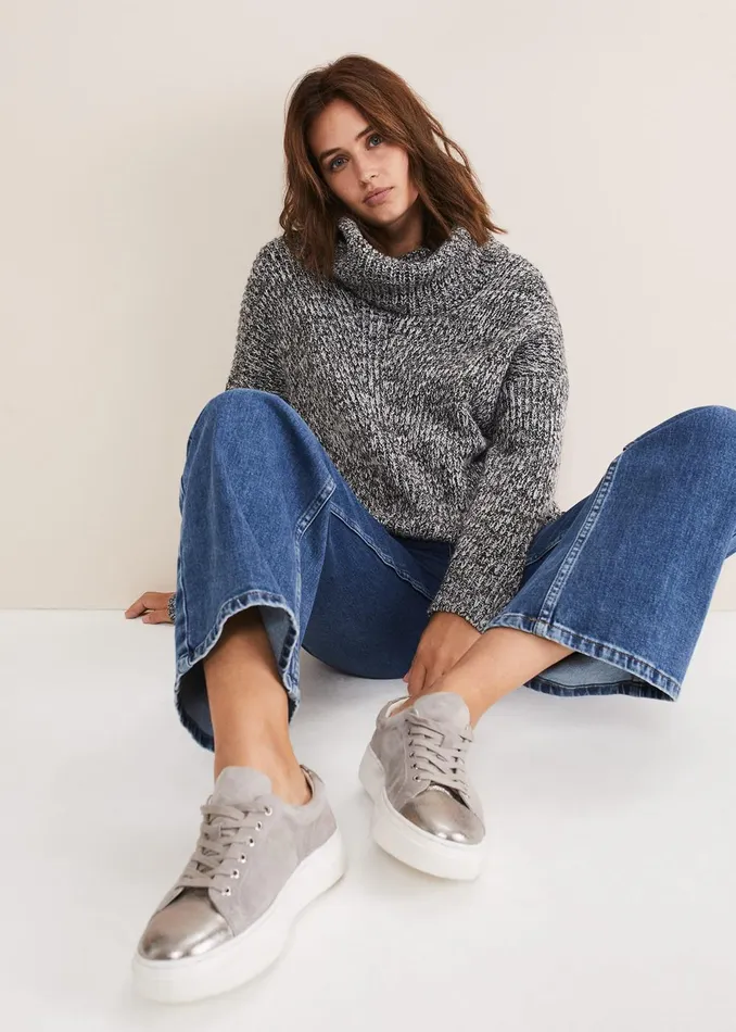 Women Phase Eight Flats Metallic Trainer Grey