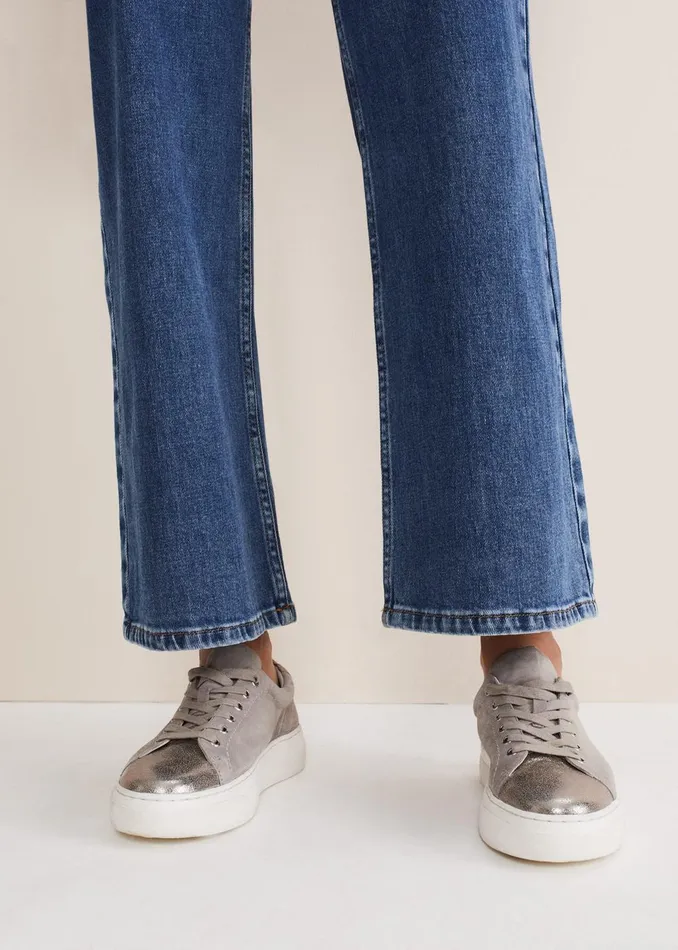 Women Phase Eight Flats Metallic Trainer Grey