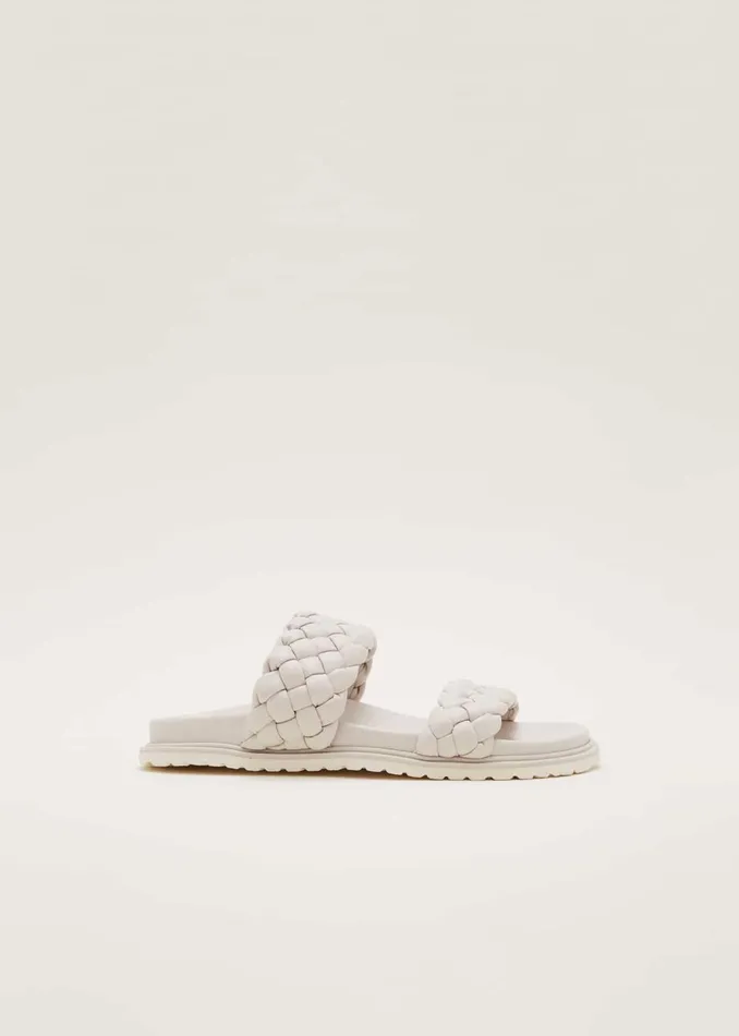Women Phase Eight Flats Plaited Leather Slider Cream