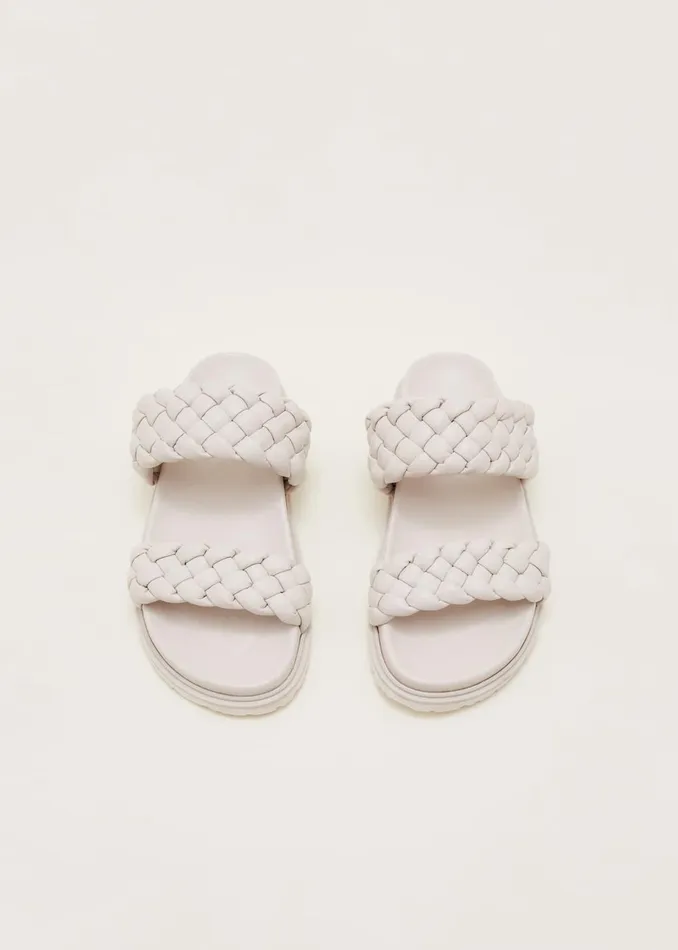 Women Phase Eight Flats Plaited Leather Slider Cream