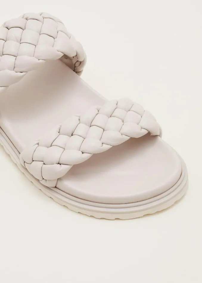 Women Phase Eight Flats Plaited Leather Slider Cream