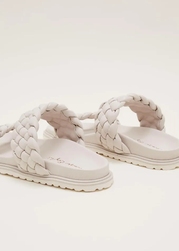 Women Phase Eight Flats Plaited Leather Slider Cream