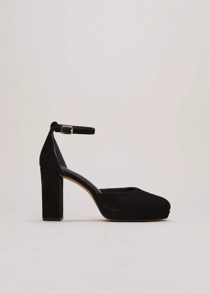 Women Phase Eight Heels Black Suede Platform Heels Black