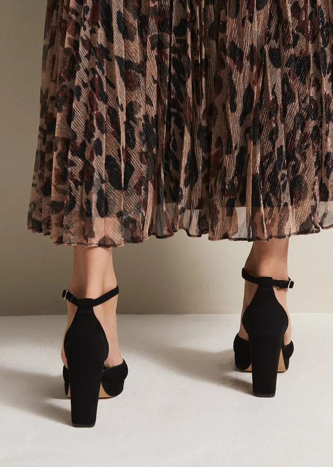 Women Phase Eight Heels Black Suede Platform Heels Black