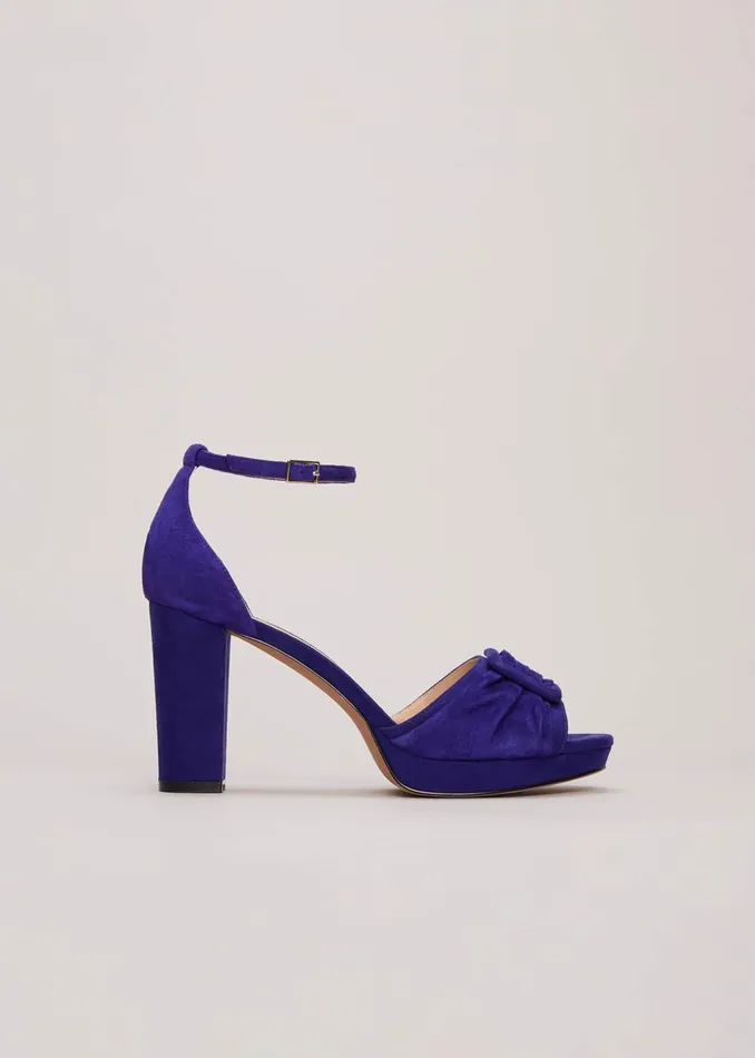 Women Phase Eight Heels Blue Suede Platform Heels Blue