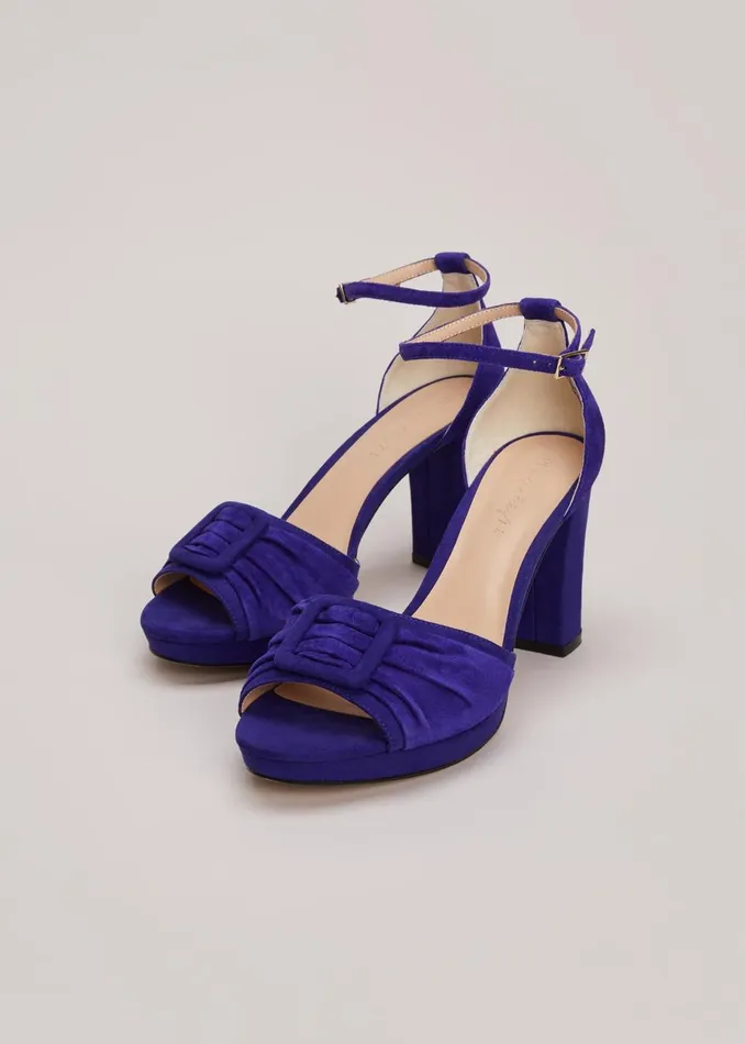 Women Phase Eight Heels Blue Suede Platform Heels Blue