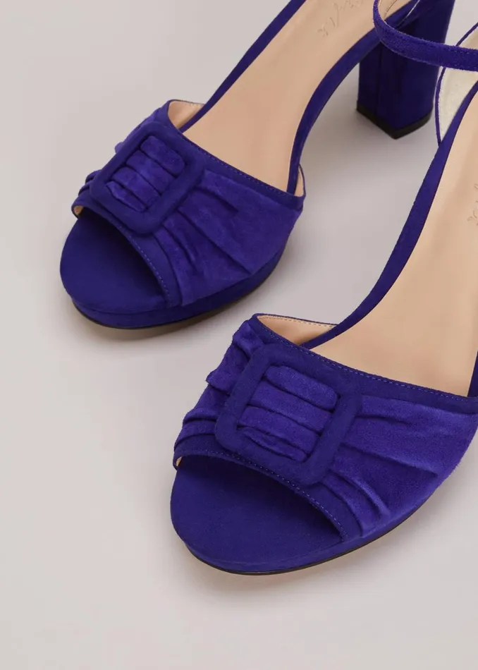 Women Phase Eight Heels Blue Suede Platform Heels Blue