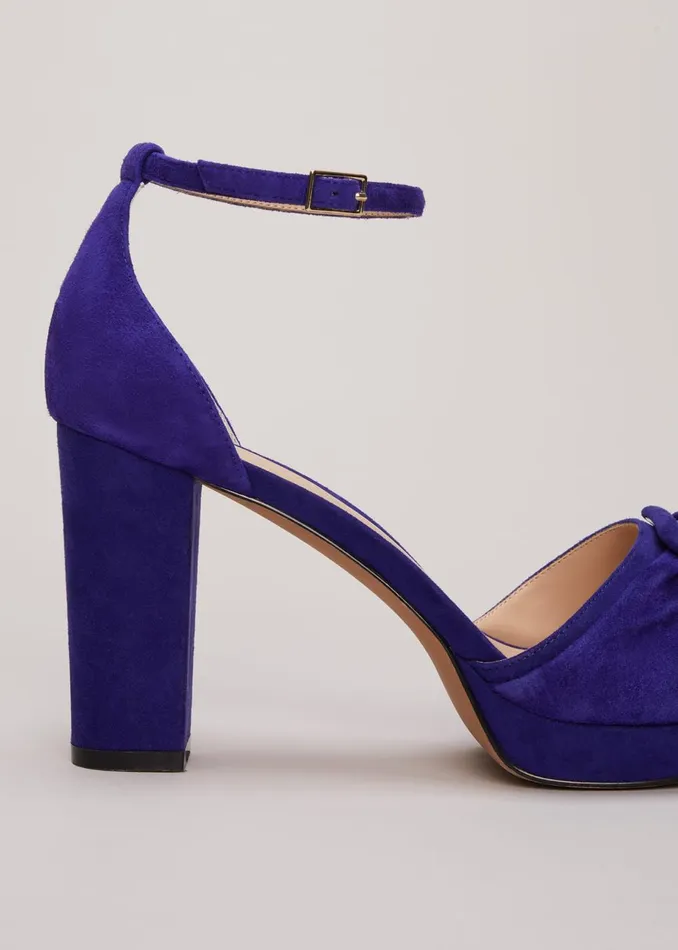 Women Phase Eight Heels Blue Suede Platform Heels Blue
