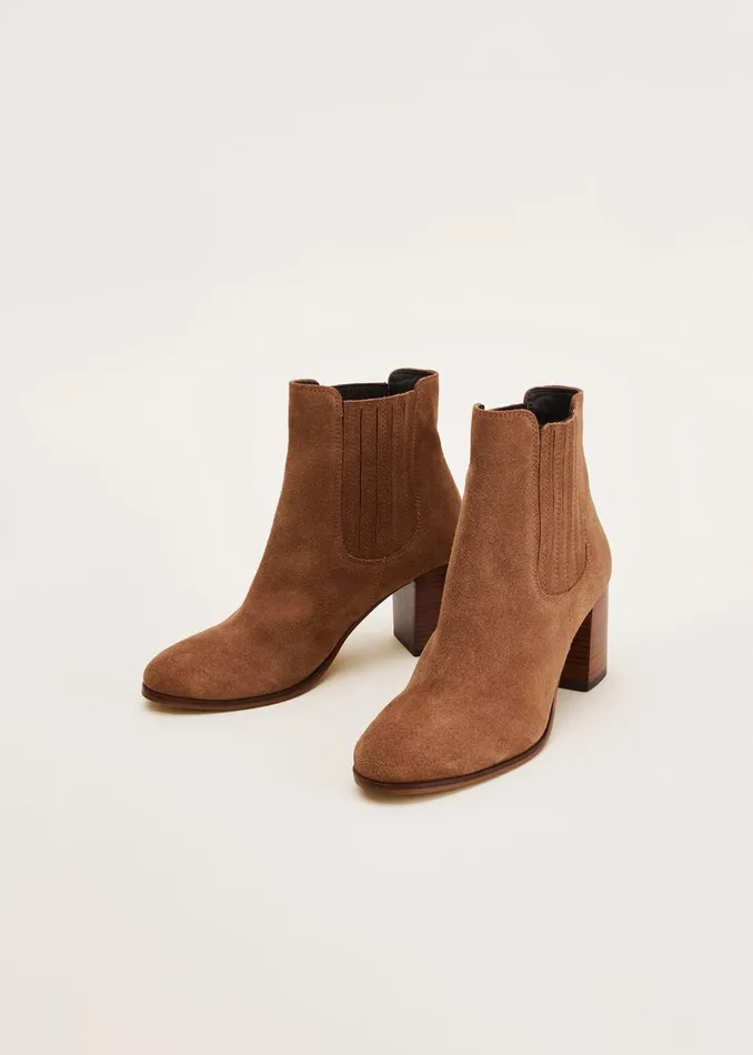 Women Phase Eight Heels Camila Tan Suede Ankle Boots Tan