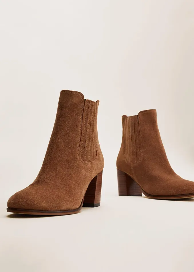 Women Phase Eight Heels Camila Tan Suede Ankle Boots Tan