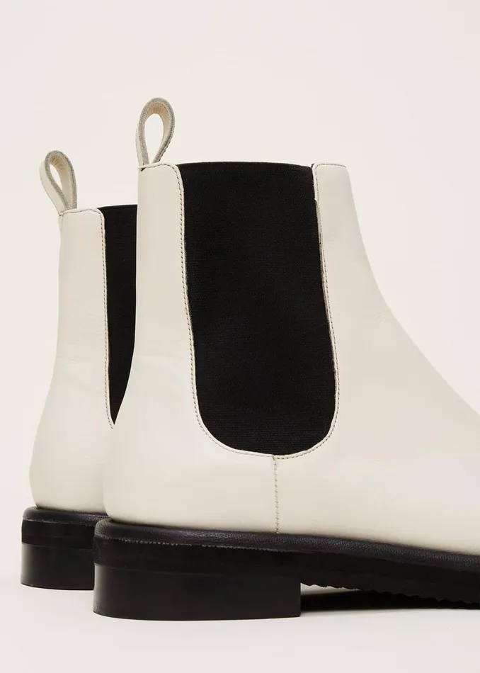 Women Phase Eight Heels Casual Leather Pull On Ankle Boots Cream