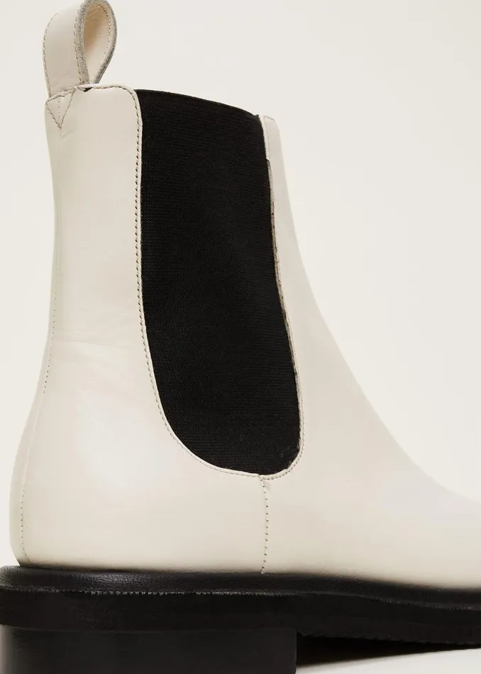Women Phase Eight Heels Casual Leather Pull On Ankle Boots Cream