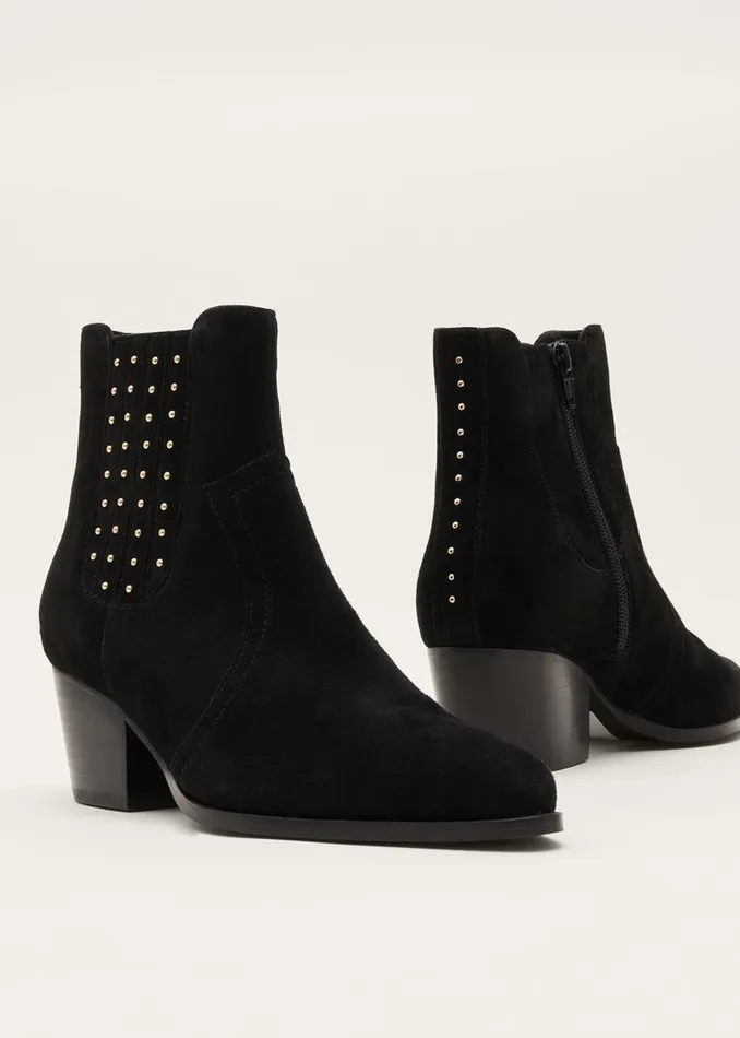 Women Phase Eight Heels Cowboy Ankle Boot Black