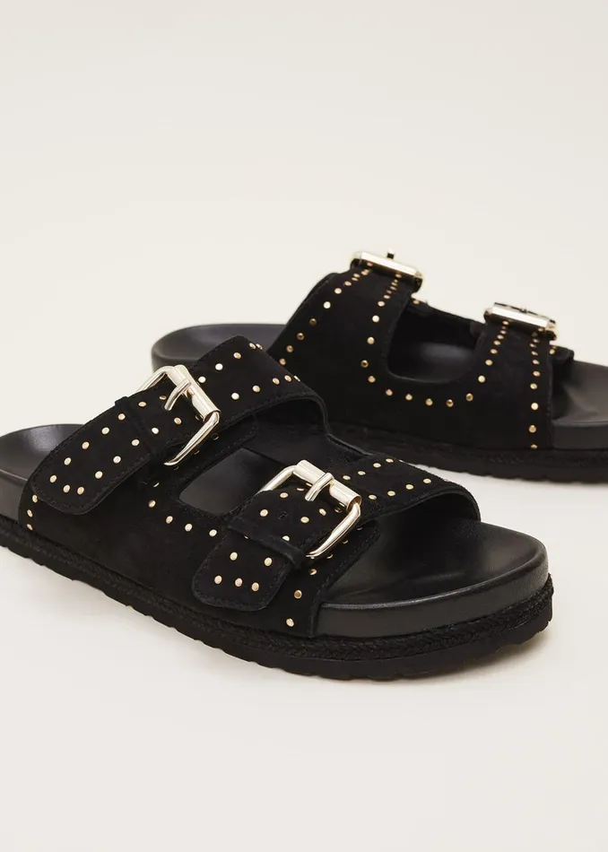 Women Phase Eight Heels Double Buckle Sandal Black