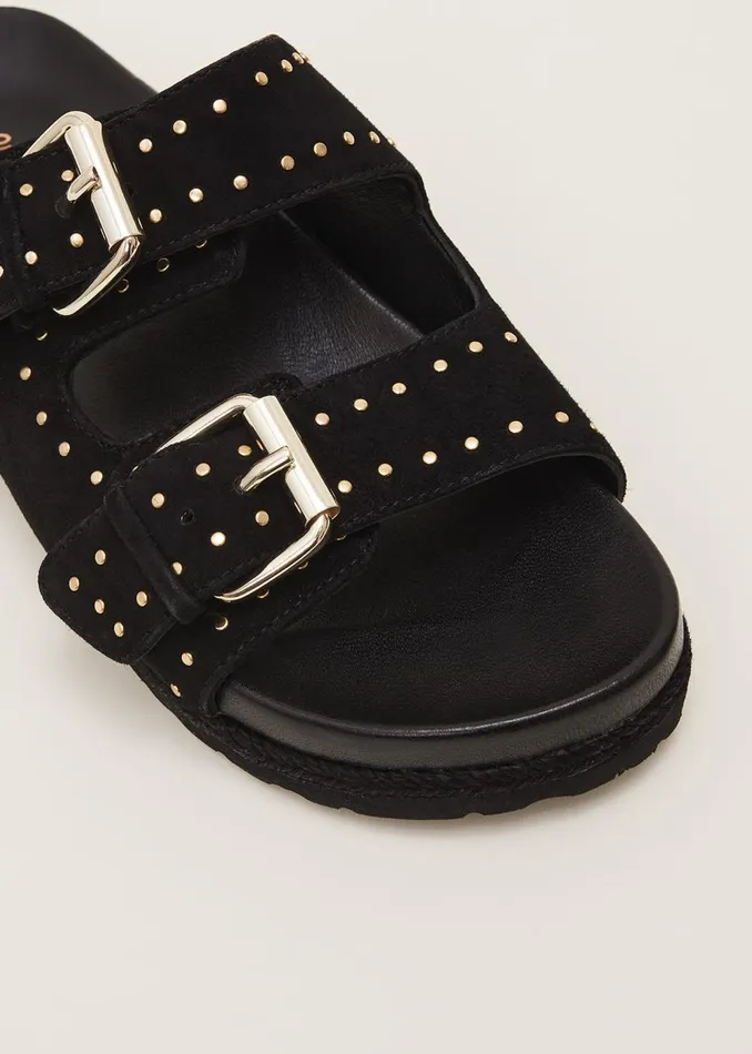 Women Phase Eight Heels Double Buckle Sandal Black