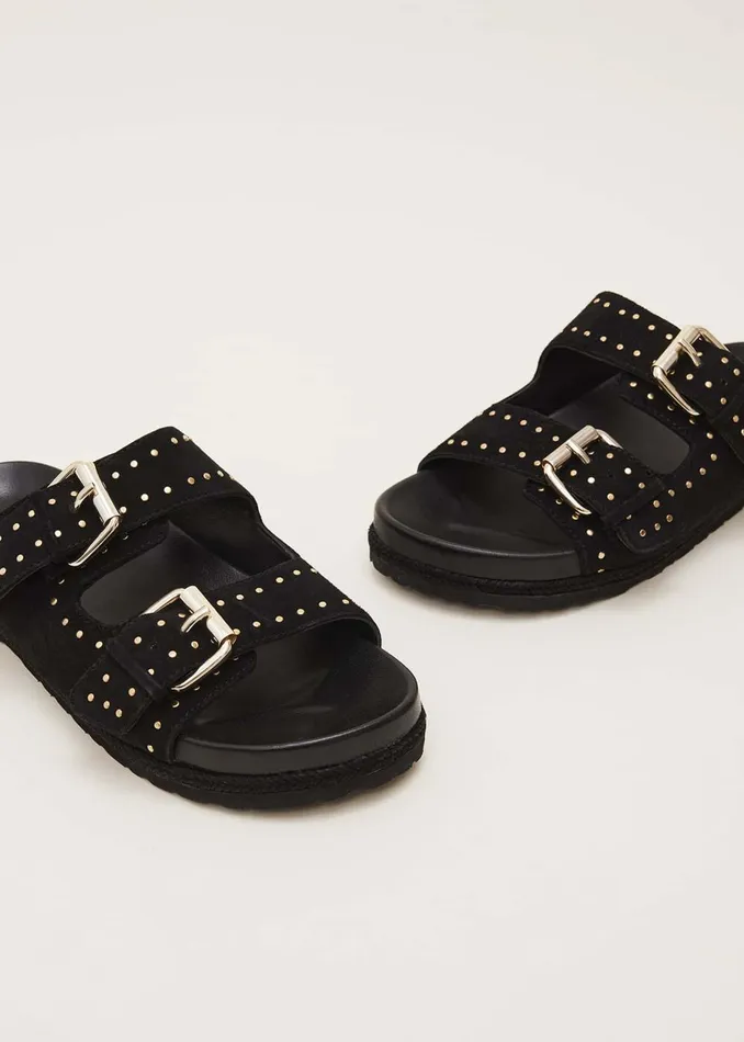 Women Phase Eight Heels Double Buckle Sandal Black