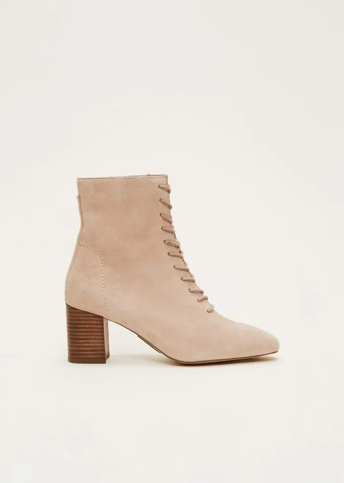 Women Phase Eight Heels Lace Up Ankle Boot Winter White