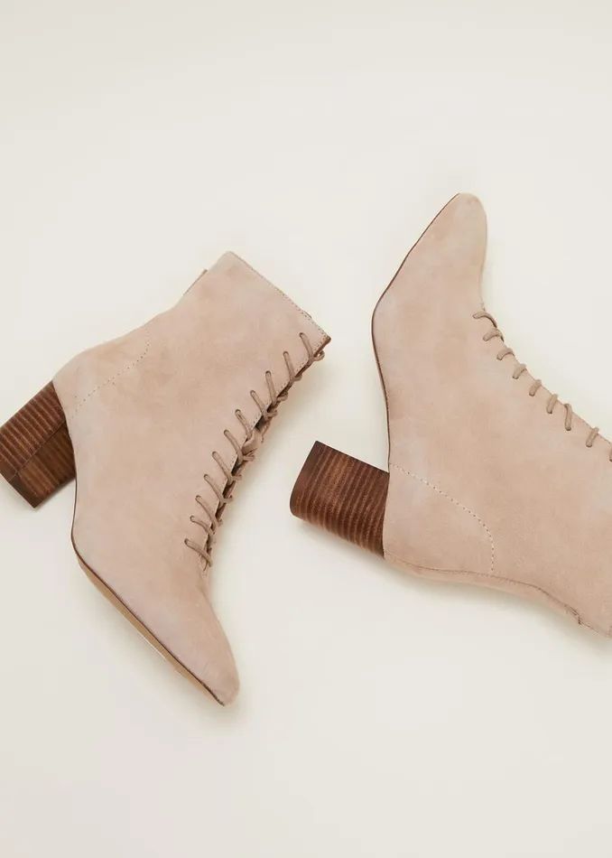 Women Phase Eight Heels Lace Up Ankle Boot Winter White