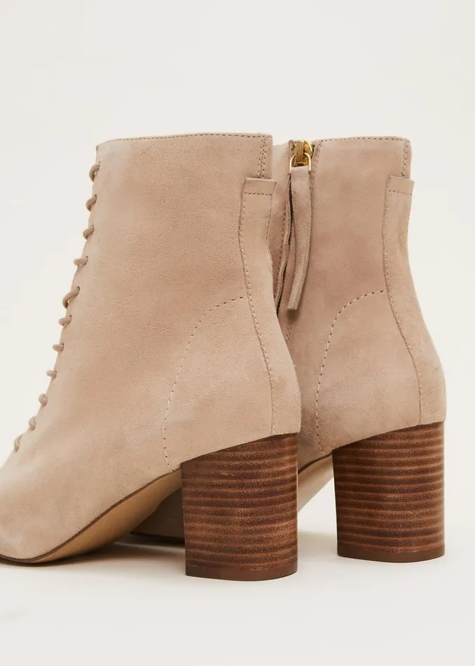 Women Phase Eight Heels Lace Up Ankle Boot Winter White