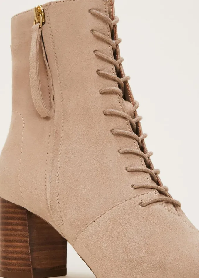 Women Phase Eight Heels Lace Up Ankle Boot Winter White