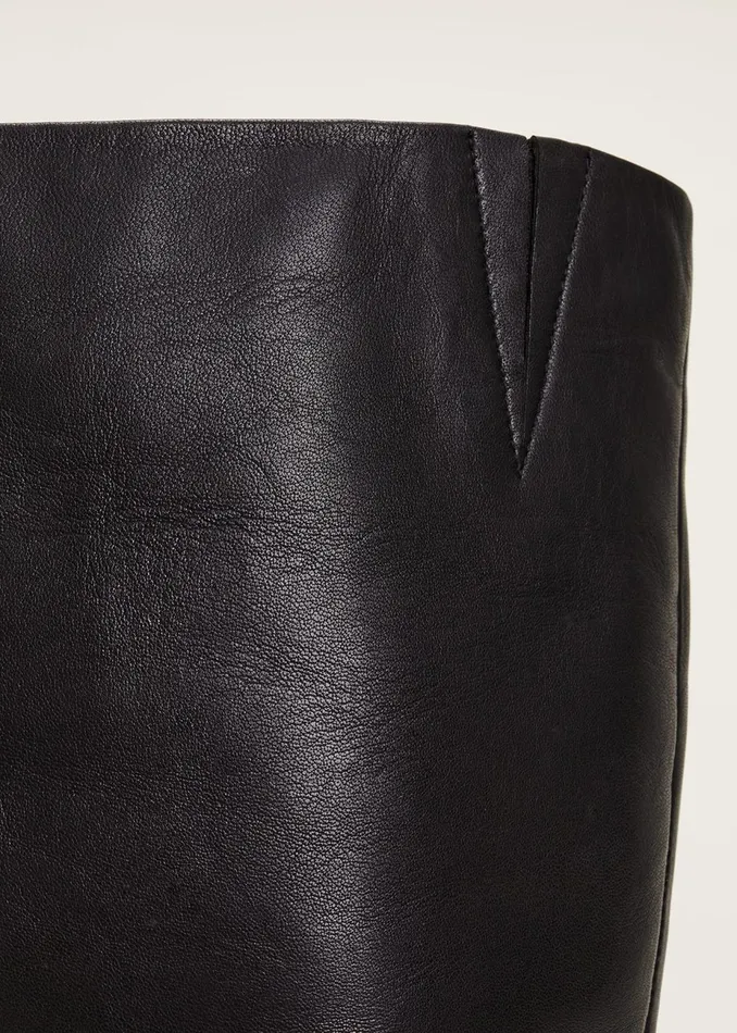 Women Phase Eight Heels Leather Panelled Knee High Boot Black